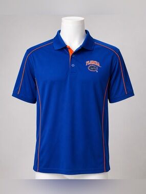 Florida Gators NCAA Blue Orange Performance Polo Shirt Athletic Fit